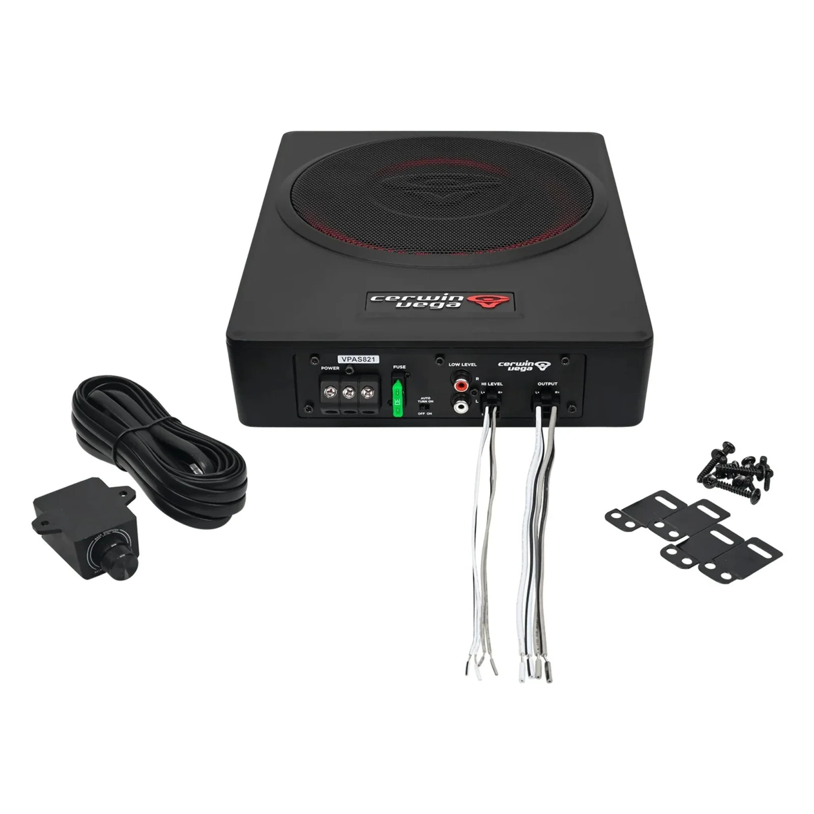 Cerwin-Vega 8" Powered Slim Subwoofer Enclosure with 2CH Output for Additional Speakers 5
