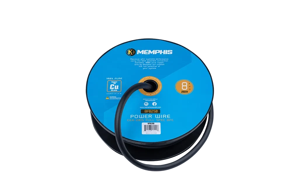 Memphis Audio 8 AWG Black OFC Power Wire, 250-ft Spool 2