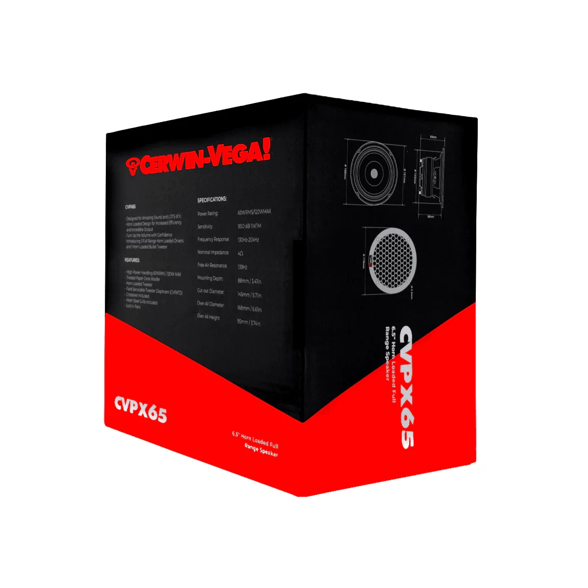 Cerwin-Vega CVPX Series 6.5" 2-Way Full Range Speaker w/Horn Tweeter 8