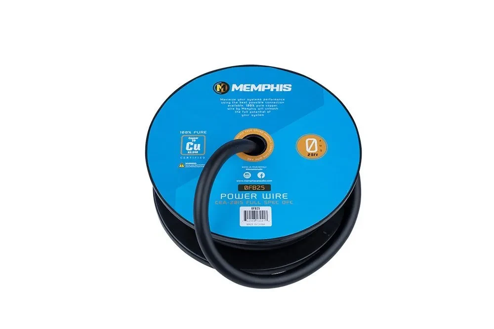 Memphis Audio 0FB25 1/0 AWG Black OFC Power Wire, 25-ft Spool 2