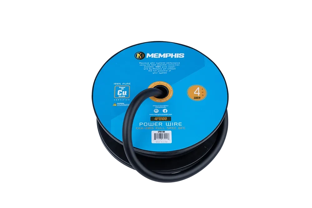 Memphis Audio 4FB100 4 AWG Black OFC Power Wire, 100-ft Spool 2