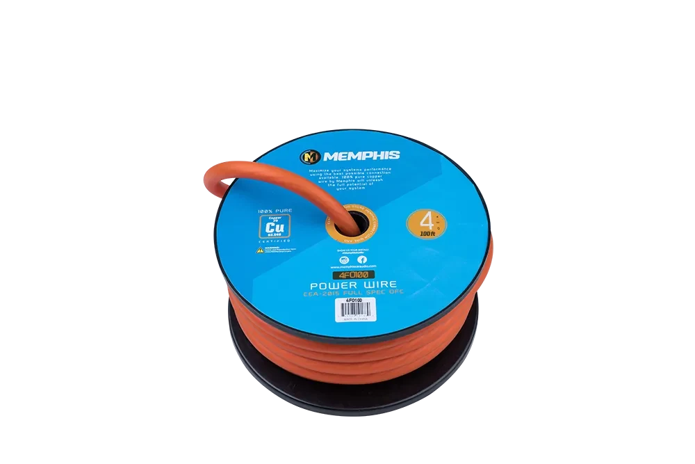 Memphis Audio 4FO100 4 AWG Orange OFC Power Wire, 100-ft Spool 2