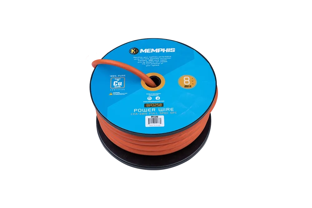 Memphis Audio 8FO250 8 AWG Orange OFC Power Wire, 250-ft Spool 2