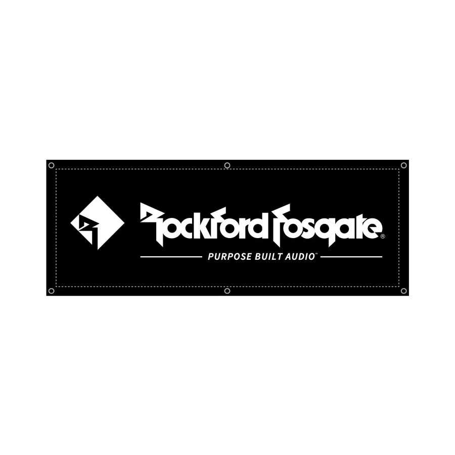 Rockford Fosgate POP-SUPERBAN17 8-ft x 3-ft Black Vinyl Banner w/ White Logo